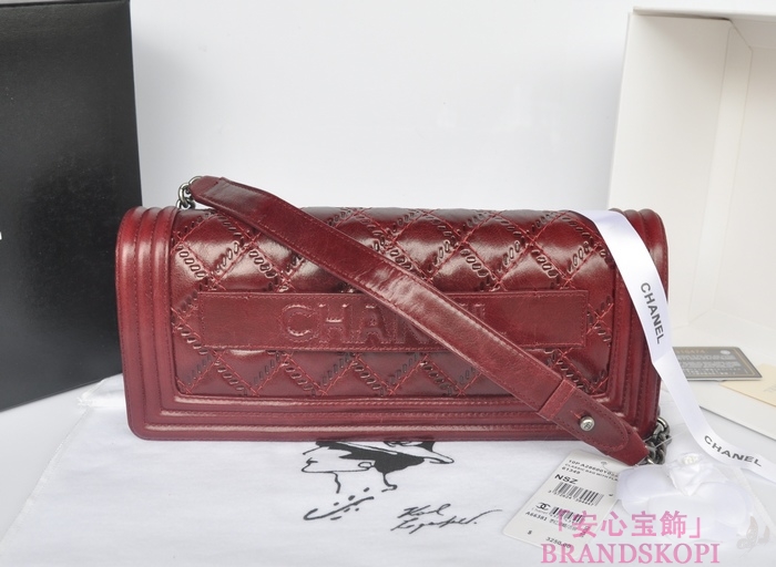 シャネル CHANEL ラムスキン ショルダーバッグ ガーネット A66381-2