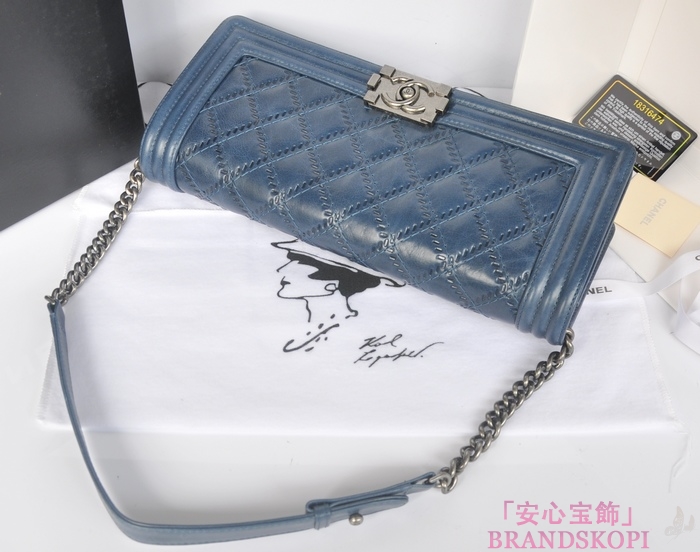 シャネル CHANEL ラムスキン ショルダーバッグ ブルー A66381