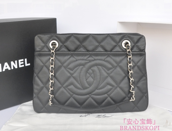 シャネル CHANEL キャビアスキン トートバッグ ショルダー  ブラック A67885