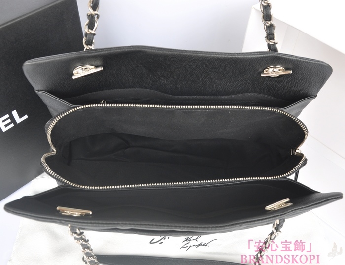 シャネル CHANEL キャビアスキン トートバッグ ショルダー  ブラック A67885