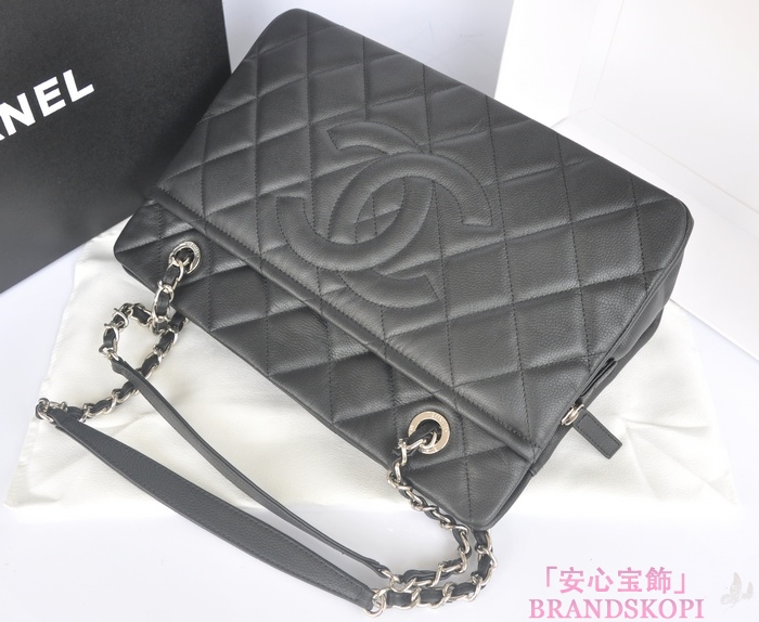 シャネル CHANEL キャビアスキン トートバッグ ショルダー  ブラック A67885