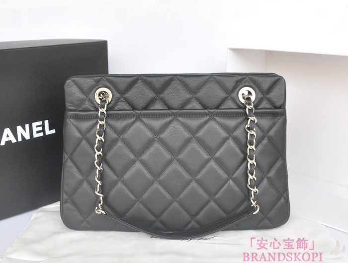 シャネル CHANEL キャビアスキン トートバッグ ショルダー  ブラック A67885