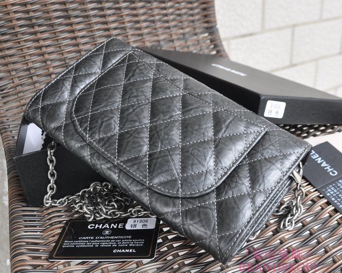 シャネル CHANEL ラムスキン ショルダーバッグ ダークブラウン 四キット A91808-1