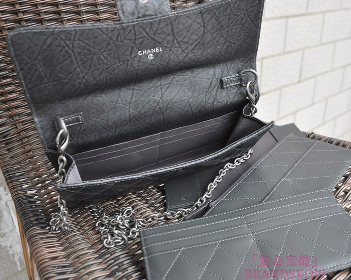 シャネル CHANEL ラムスキン ショルダーバッグ ダークブラウン 四キット A91808-1