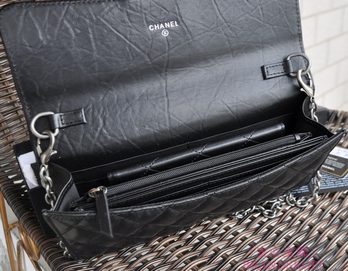 シャネル CHANEL ラムスキン ショルダーバッグ ブラック 四キット A91808
