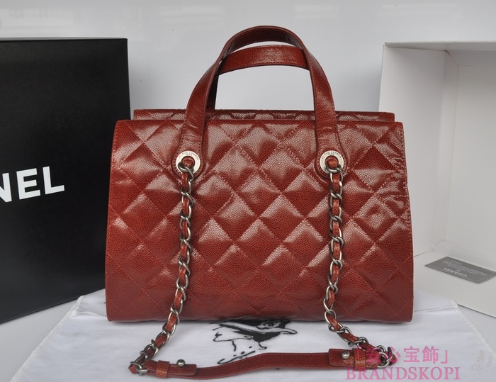 シャネル CHANEL キャビアスキン トートバッグ ショルダー  キャメルブラウン A34208-4