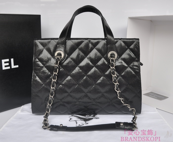 シャネル CHANEL キャビアスキン トートバッグ ショルダー  ブラック A34208-2