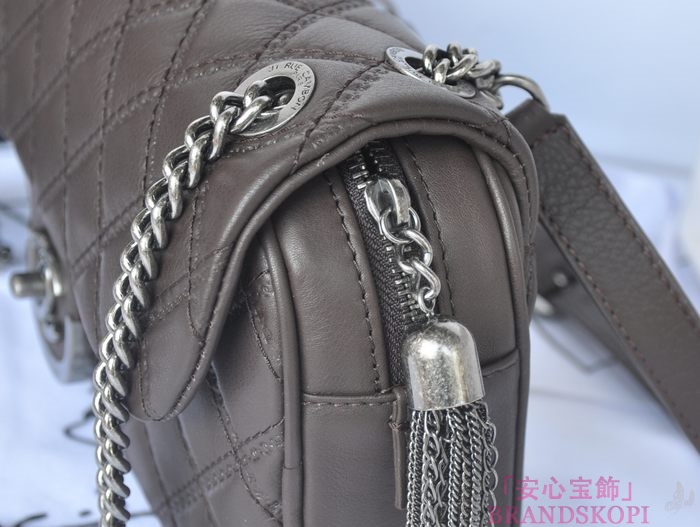 CHANEL/シャネル 金具付きチェーンショルダーバッグ ベンガルブラウン×シルバーアンティーク  A67824-3