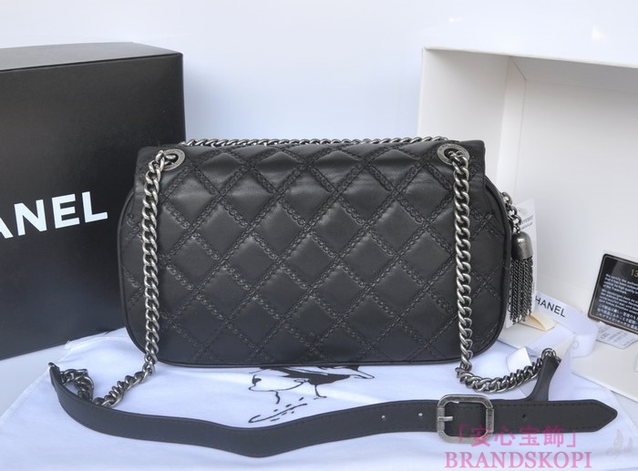CHANEL/シャネル 金具付きチェーンショルダーバッグ 黑×シルバーアンティーク  A67824