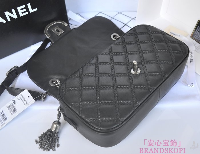 CHANEL/シャネル 金具付きチェーンショルダーバッグ 黑×シルバーアンティーク  A67824