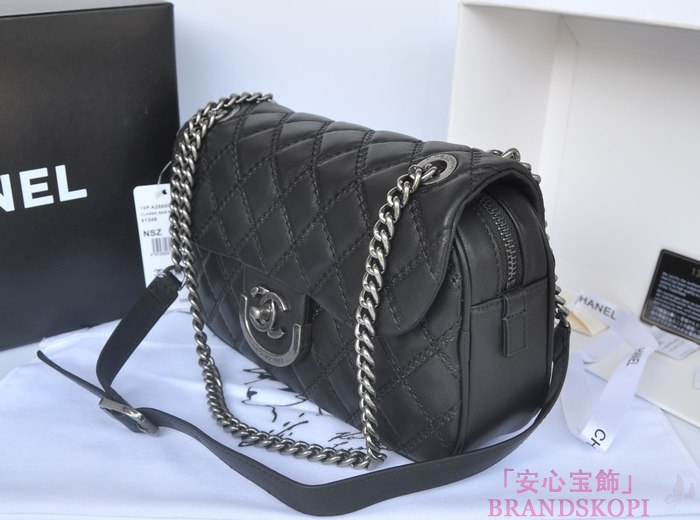 CHANEL/シャネル 金具付きチェーンショルダーバッグ 黑×シルバーアンティーク  A67824