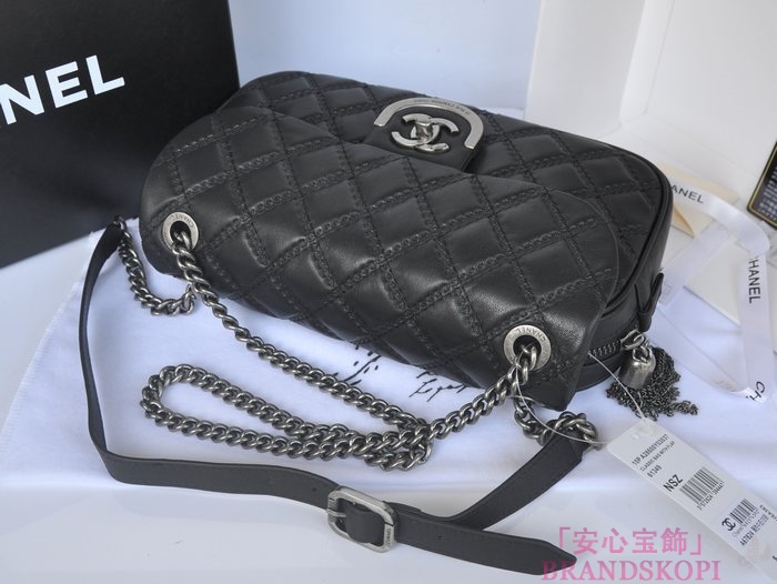 CHANEL/シャネル 金具付きチェーンショルダーバッグ 黑×シルバーアンティーク  A67824
