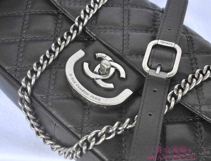 CHANEL/シャネル 金具付きチェーンショルダーバッグ 黑×シルバーアンティーク  A67824