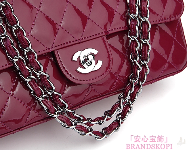 CHANEL/シャネル 金具付きチェーンショルダーバッグ パープル ×シルバー金具 /ゴールド金具 CH042112