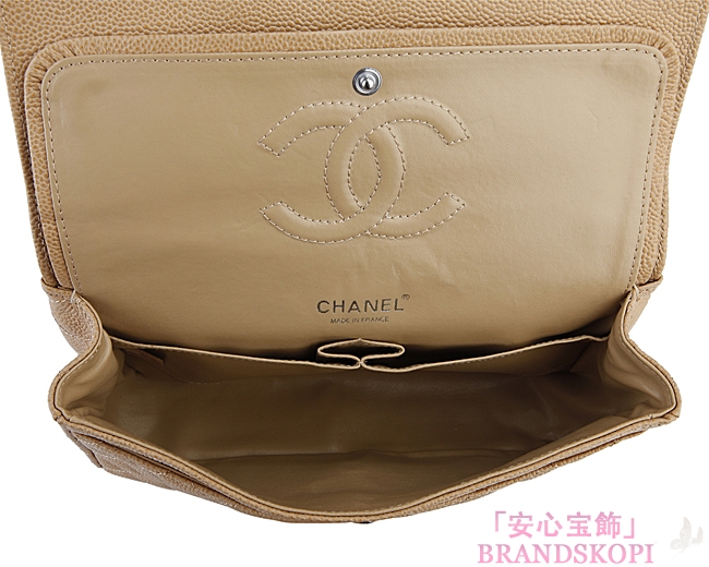 CHANEL/シャネル 金具付きチェーンショルダーバッグ ベージュ×シルバー金具 /ゴールド金具 CH042111