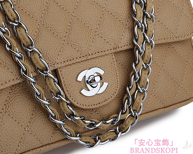 CHANEL/シャネル 金具付きチェーンショルダーバッグ ベージュ×シルバー金具 /ゴールド金具 CH042111