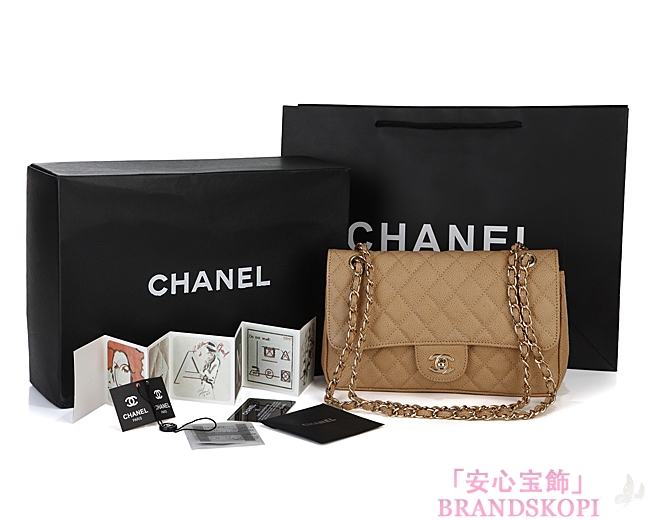 CHANEL/シャネル 金具付きチェーンショルダーバッグ ベージュ×シルバー金具 /ゴールド金具 CH042111