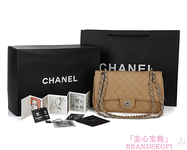 CHANEL/シャネル 金具付きチェーンショルダーバッグ ベージュ×シルバー金具 /ゴールド金具 CH042111