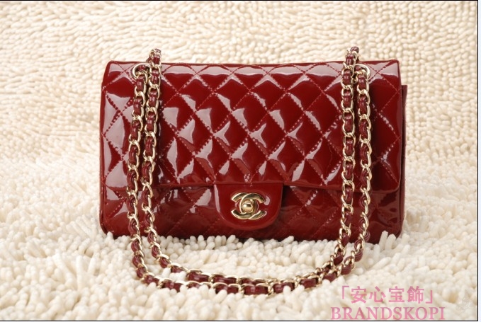 CHANEL/シャネル 金具付きチェーンショルダーバッグ ボルドー ×シルバー金具 /ゴールド金具 CH042108
