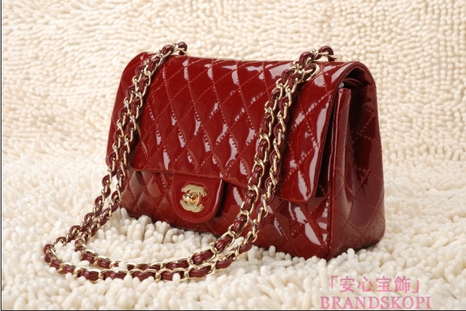 CHANEL/シャネル 金具付きチェーンショルダーバッグ ボルドー ×シルバー金具 /ゴールド金具 CH042108