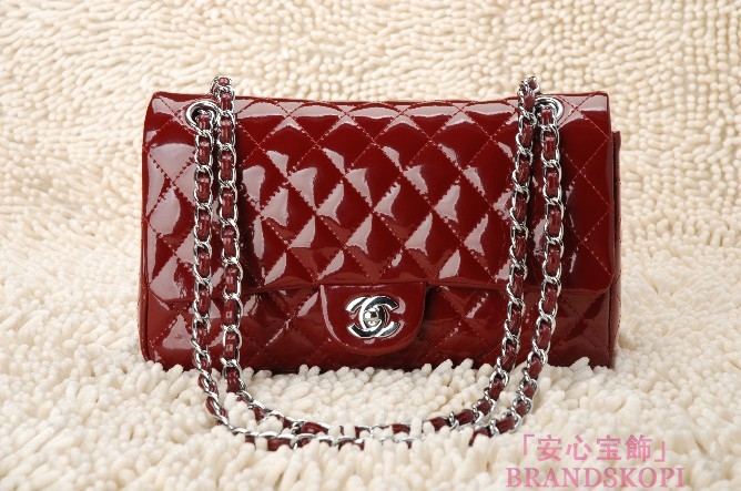 CHANEL/シャネル 金具付きチェーンショルダーバッグ ボルドー ×シルバー金具 /ゴールド金具 CH042108