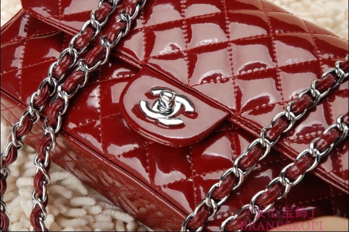 CHANEL/シャネル 金具付きチェーンショルダーバッグ ボルドー ×シルバー金具 /ゴールド金具 CH042108