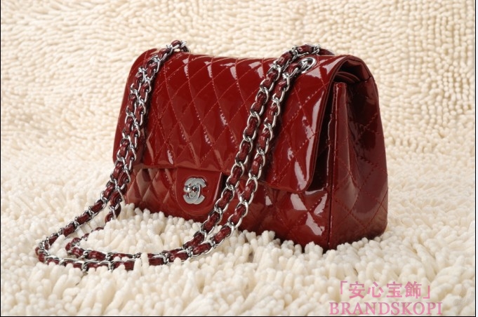CHANEL/シャネル 金具付きチェーンショルダーバッグ ボルドー ×シルバー金具 /ゴールド金具 CH042108