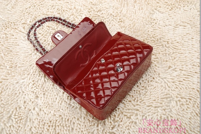 CHANEL/シャネル 金具付きチェーンショルダーバッグ ボルドー ×シルバー金具 /ゴールド金具 CH042108