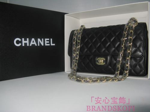 CHANEL/シャネル 金具付きチェーンショルダーバッグ 黑×シルバー金具 /ゴールド金具 CH042106