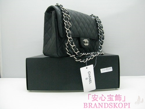 CHANEL/シャネル 金具付きチェーンショルダーバッグ 黑×シルバー金具 /ゴールド金具 CH042104