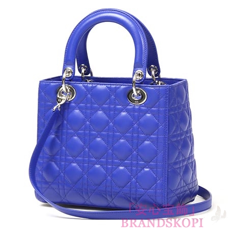 クリスチャンディオール/Christian Dior/ ロゴチャーム付きハンドバッグ(2WAY仕様)/LADY DIOR レディディオール /Blue cal44551 m079