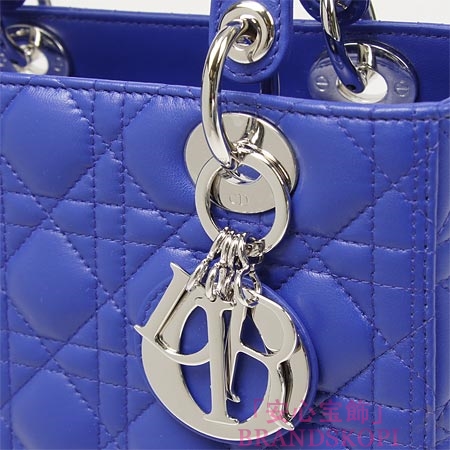クリスチャンディオール/Christian Dior/ ロゴチャーム付きハンドバッグ(2WAY仕様)/LADY DIOR レディディオール /Blue cal44551 m079