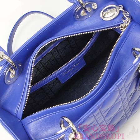 クリスチャンディオール/Christian Dior/ ロゴチャーム付きハンドバッグ(2WAY仕様)/LADY DIOR レディディオール /Blue cal44551 m079