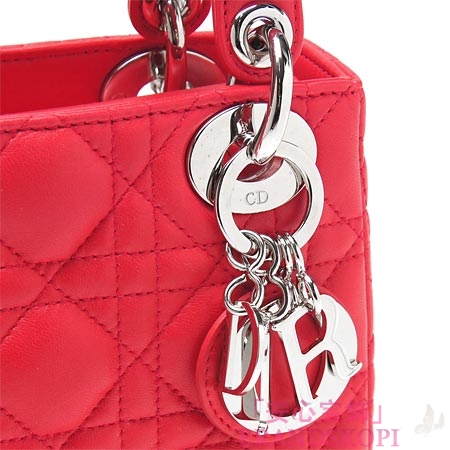 クリスチャンディオール/Christian Dior/ ロゴチャーム付きハンドバッグ(２ＷＡＹ仕様)/LADY DIOR レディディオール /ゼラニウムcal44501 m271