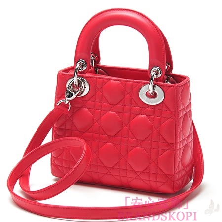 クリスチャンディオール/Christian Dior/ ロゴチャーム付きハンドバッグ(２ＷＡＹ仕様)/LADY DIOR レディディオール /ゼラニウムcal44501 m271