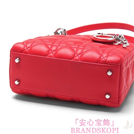 クリスチャンディオール/Christian Dior/ ロゴチャーム付きハンドバッグ(２ＷＡＹ仕様)/LADY DIOR レディディオール /ゼラニウムcal44501 m271