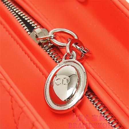クリスチャンディオール/Christian Dior/ ロゴチャーム付きハンドバッグ(2WAY仕様)/LADY DIOR レディディオール /Orange Vif cal44551 m677