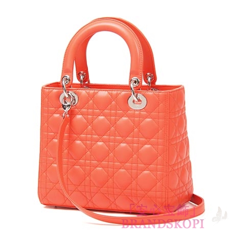 クリスチャンディオール/Christian Dior/ ロゴチャーム付きハンドバッグ(2WAY仕様)/LADY DIOR レディディオール /Orange Vif cal44551 m677