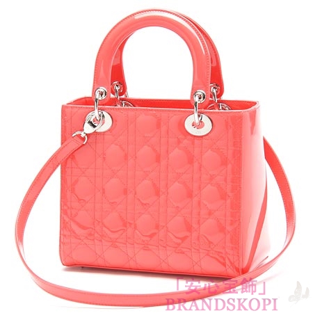 クリスチャンディオール/Christian Dior/ ロゴチャーム付きハンドバッグ(２ＷＡＹ仕様)/LADY DIOR レディディオール /クリアコーラルvrb44551 m318