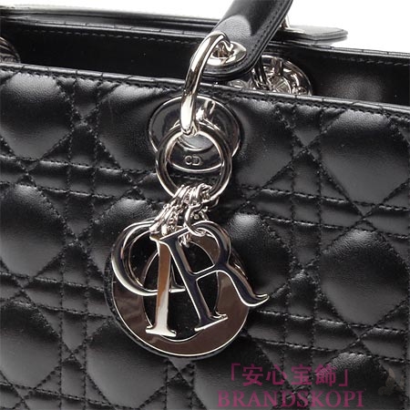 クリスチャンディオール/Christian Dior/ ロゴチャーム付きハンドバッグ(２ＷＡＹ仕様)/Lady Dior レディディオール /ブラックcal44561 n0