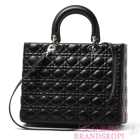 クリスチャンディオール/Christian Dior/ ロゴチャーム付きハンドバッグ(２ＷＡＹ仕様)/Lady Dior レディディオール /ブラックcal44561 n0