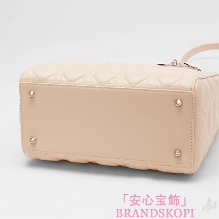 クリスチャンディオール/Christian Dior/ ロゴチャーム付きハンドバッグ(２ＷＡＹ仕様)/LADY DIOR レディディオール /ベージュローズcal44551 m158