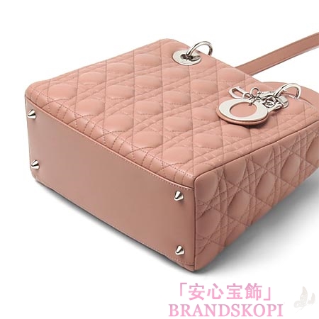 クリスチャンディオール/Christian Dior/ ロゴチャーム付きハンドバッグ(２ＷＡＹ仕様)/Lady Dior レディディオール /シュリンプピンクcal4451 m265