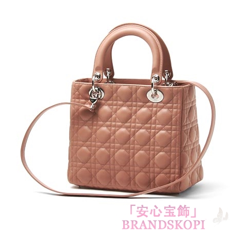 クリスチャンディオール/Christian Dior/ ロゴチャーム付きハンドバッグ(２ＷＡＹ仕様)/Lady Dior レディディオール /シュリンプピンクcal4451 m265