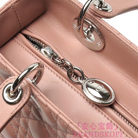 クリスチャンディオール/Christian Dior/ ロゴチャーム付きハンドバッグ(２ＷＡＹ仕様)/Lady Dior レディディオール /シュリンプピンクcal4451 m265