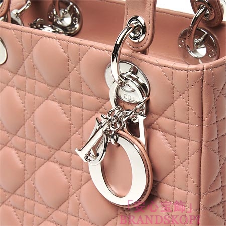 クリスチャンディオール/Christian Dior/ ロゴチャーム付きハンドバッグ(２ＷＡＹ仕様)/Lady Dior レディディオール /シュリンプピンクcal4451 m265