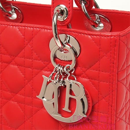 クリスチャンディオール/Christian Dior/ ロゴチャーム付きハンドバッグ(2WAY仕様)/LADY DIOR レディディオール/Geranium cal44551 m271