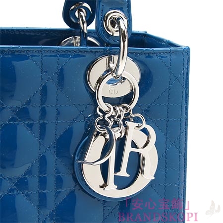 クリスチャンディオール/Christian Dior/ ロゴチャーム付きハンドバッグ(２ＷＡＹ仕様)/LADY DIOR レディディオール /ブルーvrb44551 m503