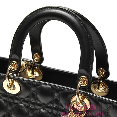 クリスチャンディオール/Christian Dior/ レザーハンドバッグ（２ＷＡＹ仕様）/Lady Dior レディディオール /ブラック×ゴールドcal44560 no