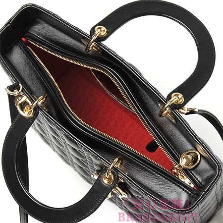 クリスチャンディオール/Christian Dior/ レザーハンドバッグ（２ＷＡＹ仕様）/Lady Dior レディディオール /ブラック×ゴールドcal44560 no
